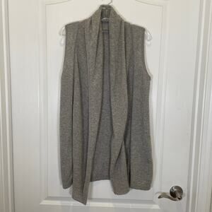 "In‎ Cashmere" 100% Gray Open Front Vest Layering Drape Minimalist Cozy M